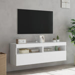 Vegghengte Tv-Benker Med Led 2 Stk Hvit 60X30X40 Cm