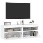 Vegghengte Tv-Benker Med Led 2 Stk Hvit 60X30X40 Cm