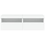 Vegghengte Tv-Benker Med Led 2 Stk Hvit 60X30X40 Cm