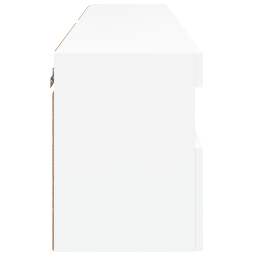 Vegghengte Tv-Benker Med Led 2 Stk Hvit 60X30X40 Cm
