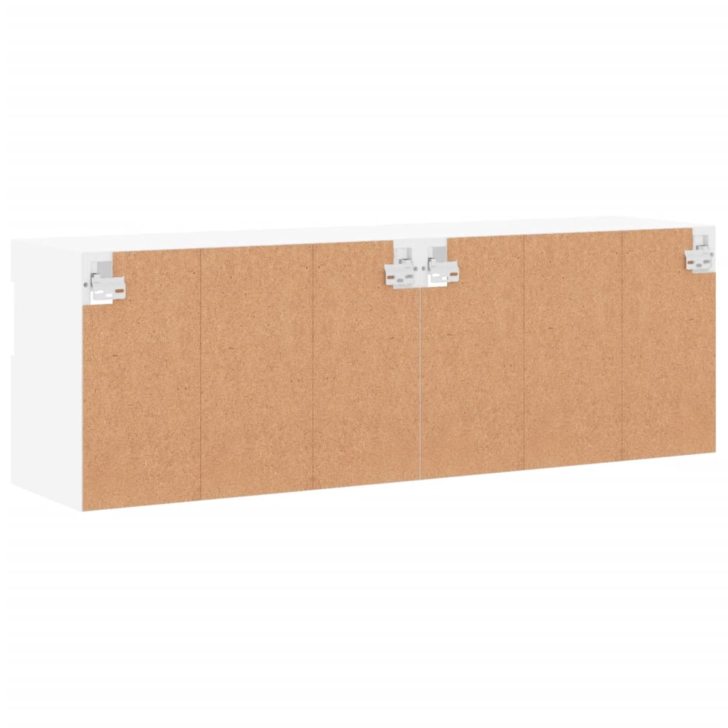 Vegghengte Tv-Benker Med Led 2 Stk Hvit 60X30X40 Cm