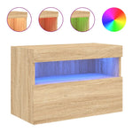 Vegghengt Tv-Benk Med Led Sonoma Eik 60X30X40 Cm