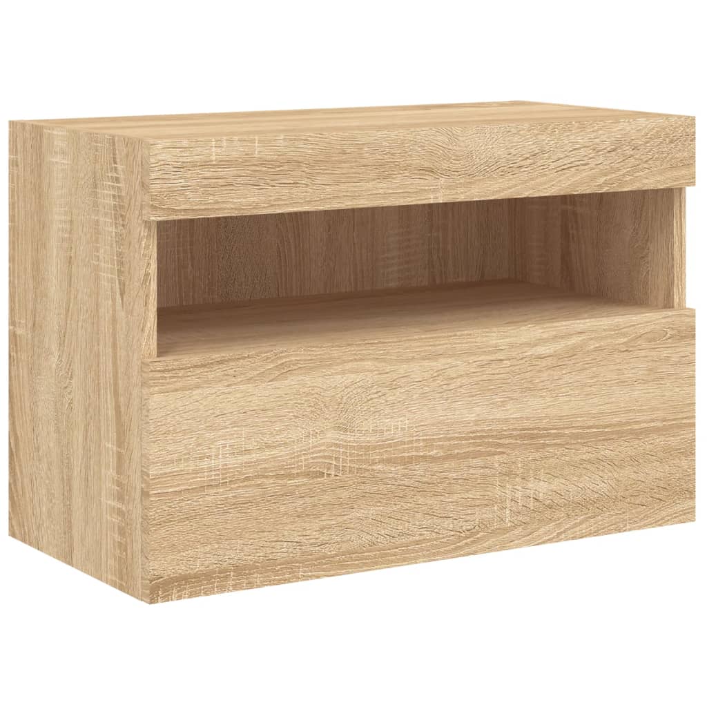 Vegghengt Tv-Benk Med Led Sonoma Eik 60X30X40 Cm