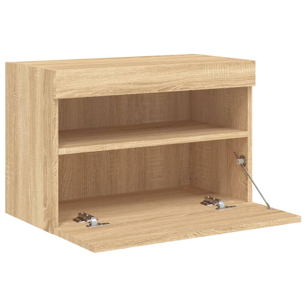 Vegghengt Tv-Benk Med Led Sonoma Eik 60X30X40 Cm
