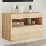Vegghengt Tv-Benk Med Led Sonoma Eik 60X30X40 Cm
