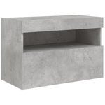 Vegghengt Tv-Benk Med Led-Lys Betonggrå 60X30X40 Cm