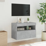 Vegghengt Tv-Benk Med Led-Lys Betonggrå 60X30X40 Cm