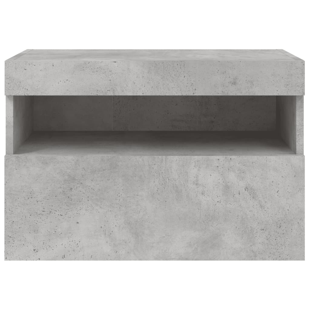 Vegghengt Tv-Benk Med Led-Lys Betonggrå 60X30X40 Cm