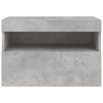 Vegghengt Tv-Benk Med Led-Lys Betonggrå 60X30X40 Cm