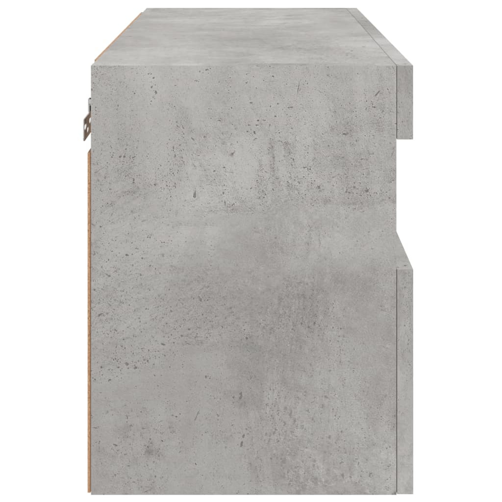 Vegghengt Tv-Benk Med Led-Lys Betonggrå 60X30X40 Cm