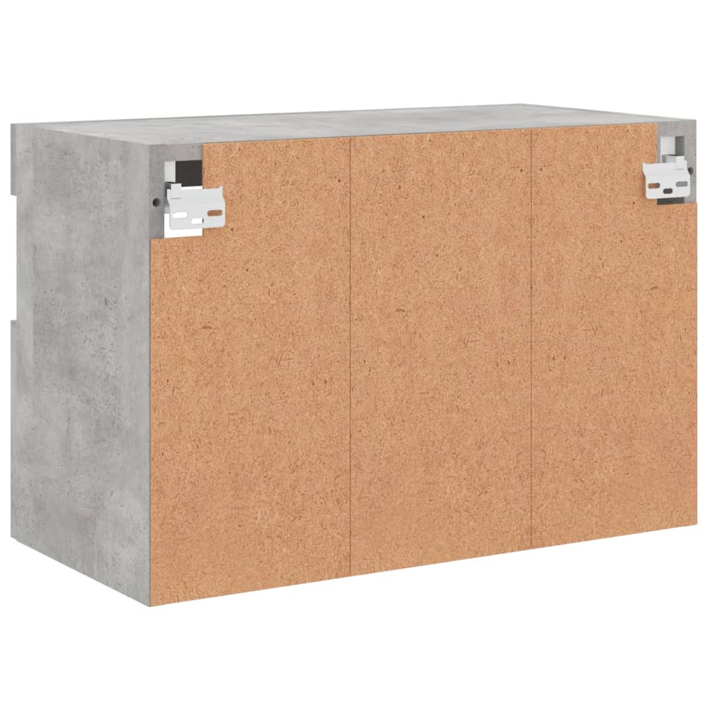 Vegghengt Tv-Benk Med Led-Lys Betonggrå 60X30X40 Cm