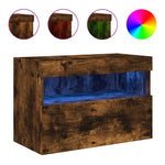 Vegghengt Tv-Benk Med Led Røkt Eik 60X30X40 Cm