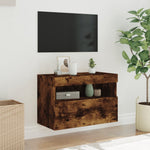 Vegghengt Tv-Benk Med Led Røkt Eik 60X30X40 Cm