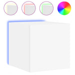 Vegghengt Tv-Benk Med Led Hvit 30,5X35X30 Cm