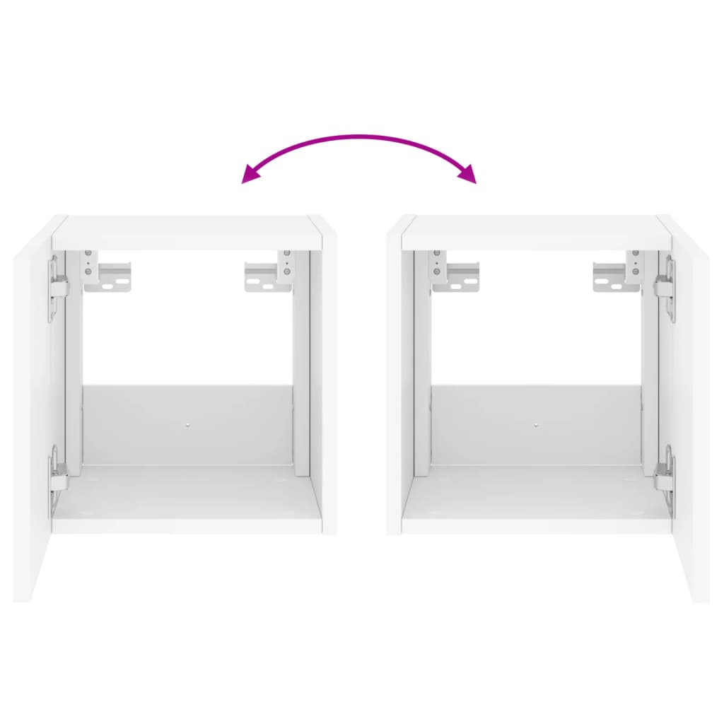 Vegghengt Tv-Benk Med Led Hvit 30,5X35X30 Cm