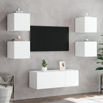 Vegghengt Tv-Benk Med Led Hvit 30,5X35X30 Cm