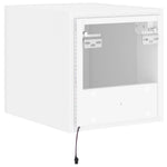Vegghengt Tv-Benk Med Led Hvit 30,5X35X30 Cm