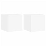 Vegghengte Tv-Benker Med Led 2 Stk Hvit 30,5X35X30 Cm