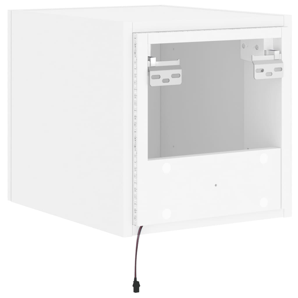 Vegghengte Tv-Benker Med Led 2 Stk Hvit 30,5X35X30 Cm