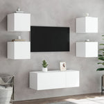 Vegghengte Tv-Benker Med Led 2 Stk Hvit 30,5X35X30 Cm