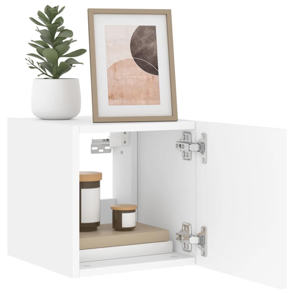 Vegghengte Tv-Benker Med Led 2 Stk Hvit 30,5X35X30 Cm