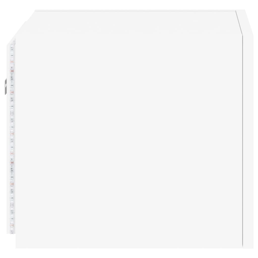 Vegghengte Tv-Benker Med Led 2 Stk Hvit 30,5X35X30 Cm