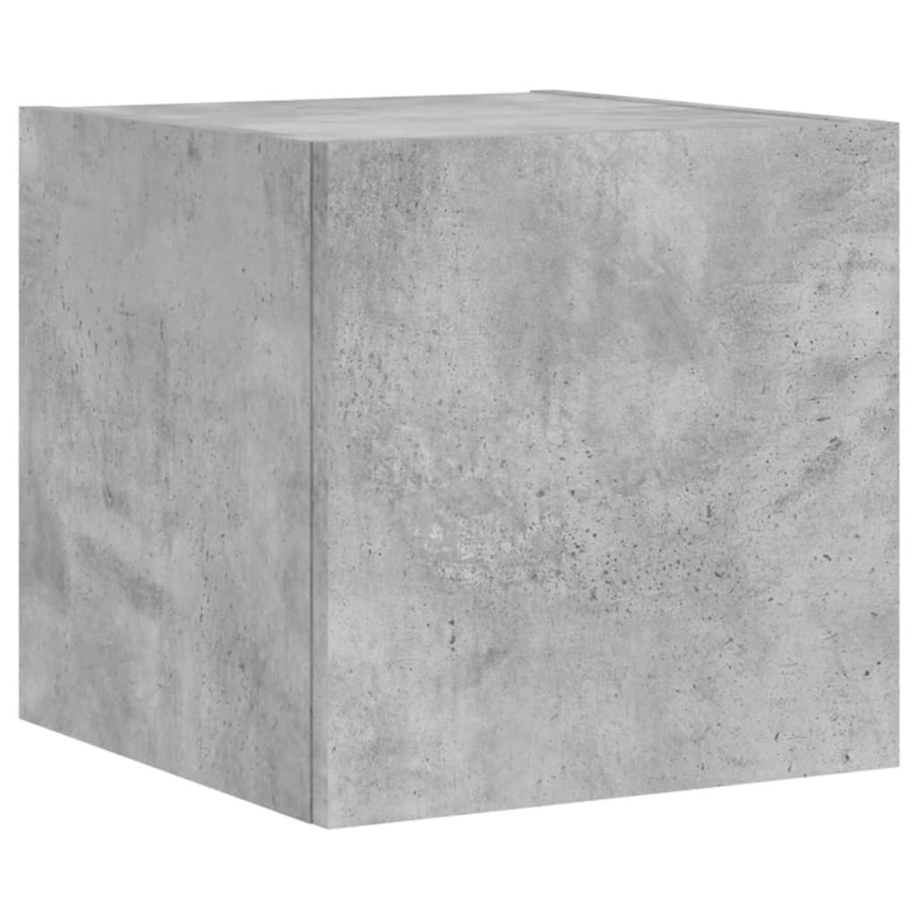 Vegghengt Tv-Benk Med Led-Lys Betonggrå 30,5X35X30 Cm