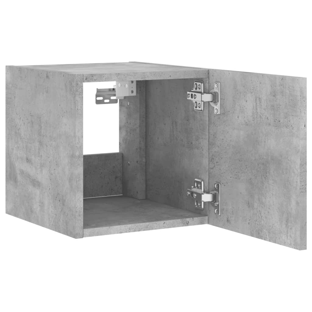 Vegghengt Tv-Benk Med Led-Lys Betonggrå 30,5X35X30 Cm