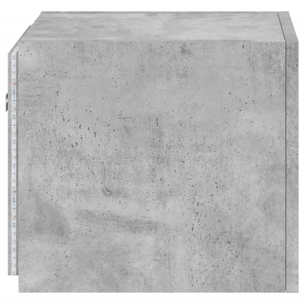 Vegghengt Tv-Benk Med Led-Lys Betonggrå 30,5X35X30 Cm