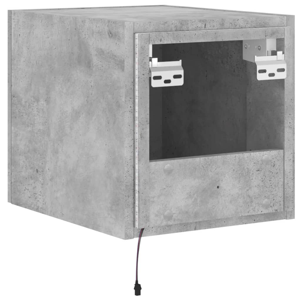Vegghengt Tv-Benk Med Led-Lys Betonggrå 30,5X35X30 Cm