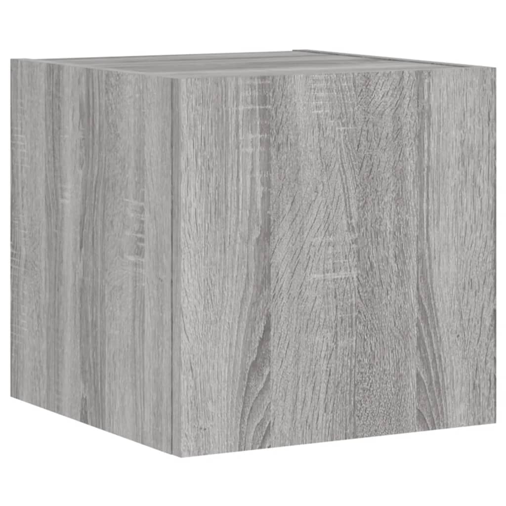 Vegghengt Tv-Benk Med Led Grå Sonoma 30,5X35X30 Cm