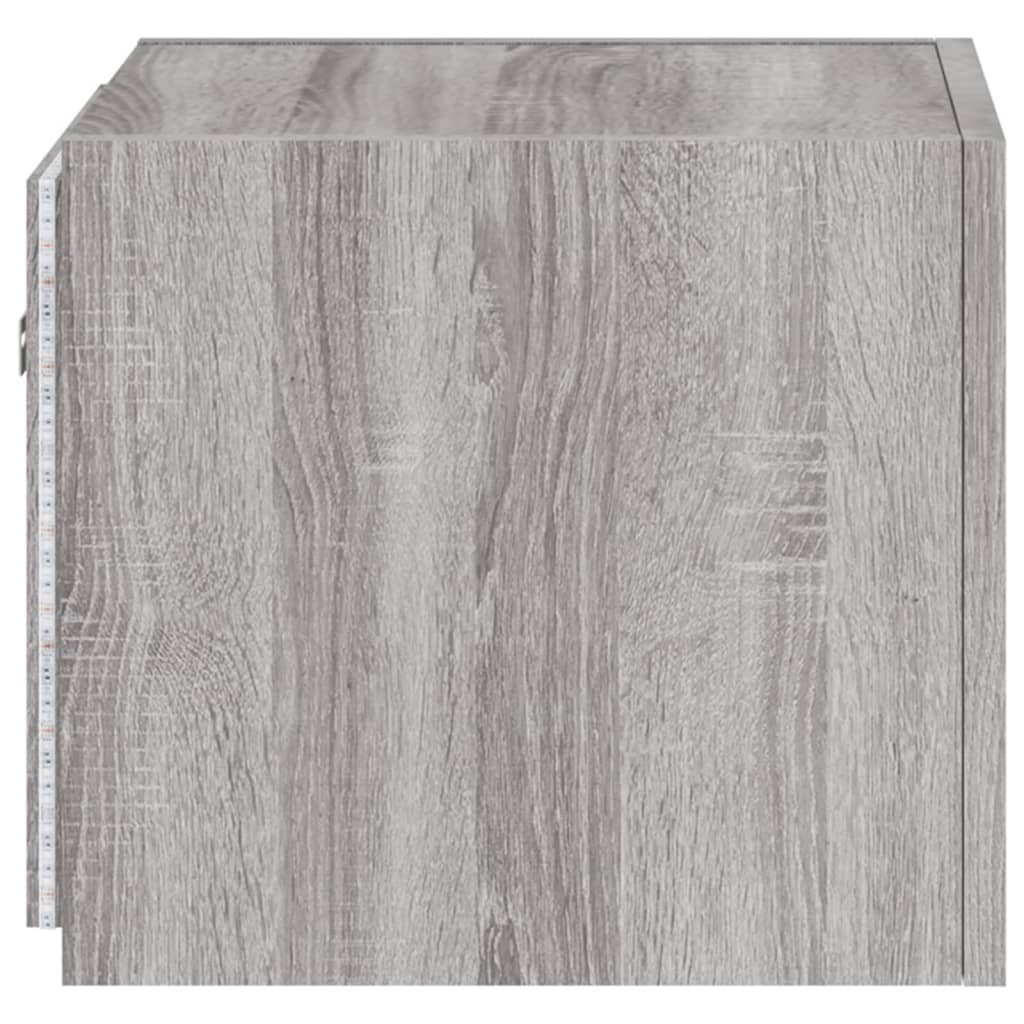 Vegghengt Tv-Benk Med Led Grå Sonoma 30,5X35X30 Cm