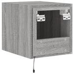 Vegghengt Tv-Benk Med Led Grå Sonoma 30,5X35X30 Cm
