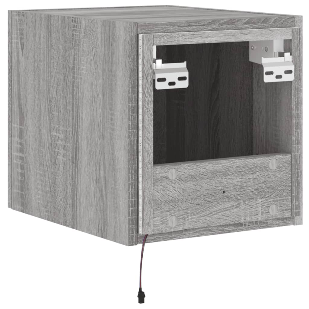 Vegghengt Tv-Benk Med Led Grå Sonoma 30,5X35X30 Cm