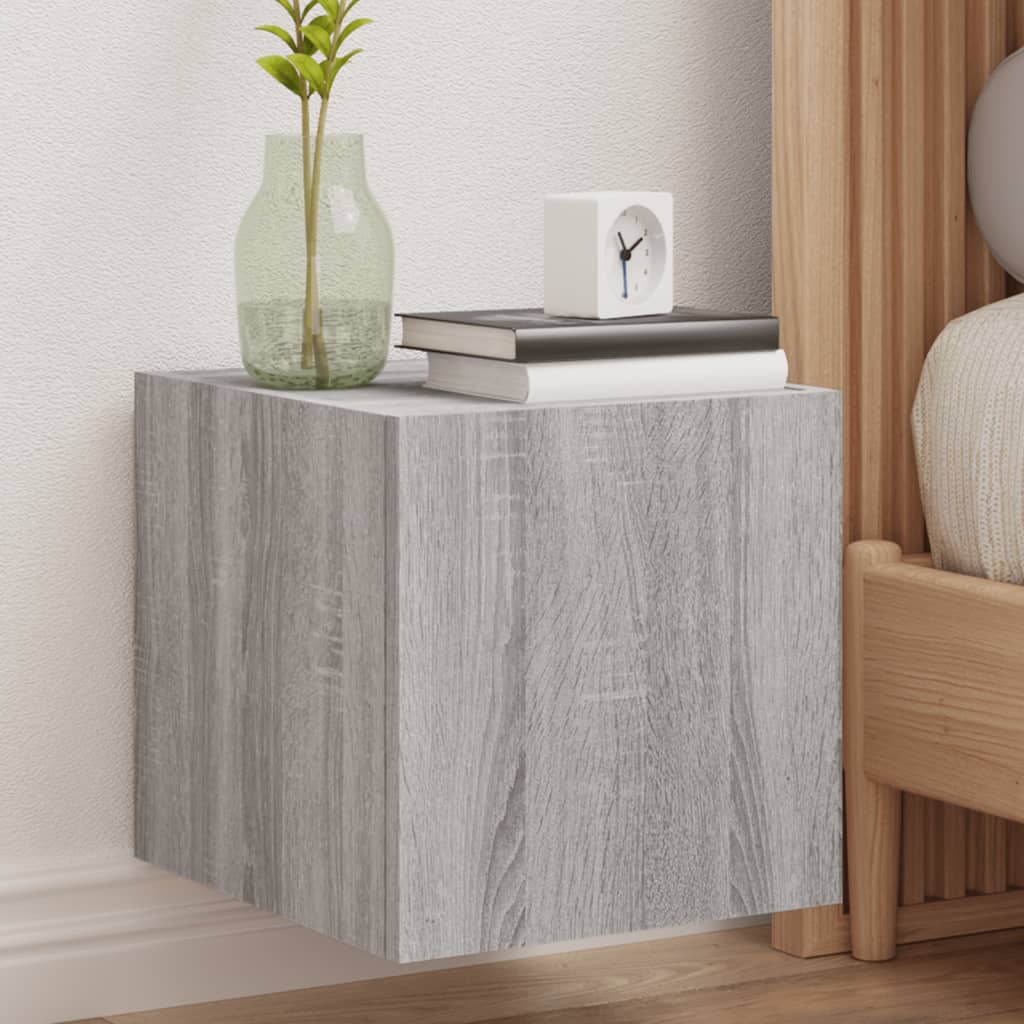 Vegghengt Tv-Benk Med Led Grå Sonoma 30,5X35X30 Cm