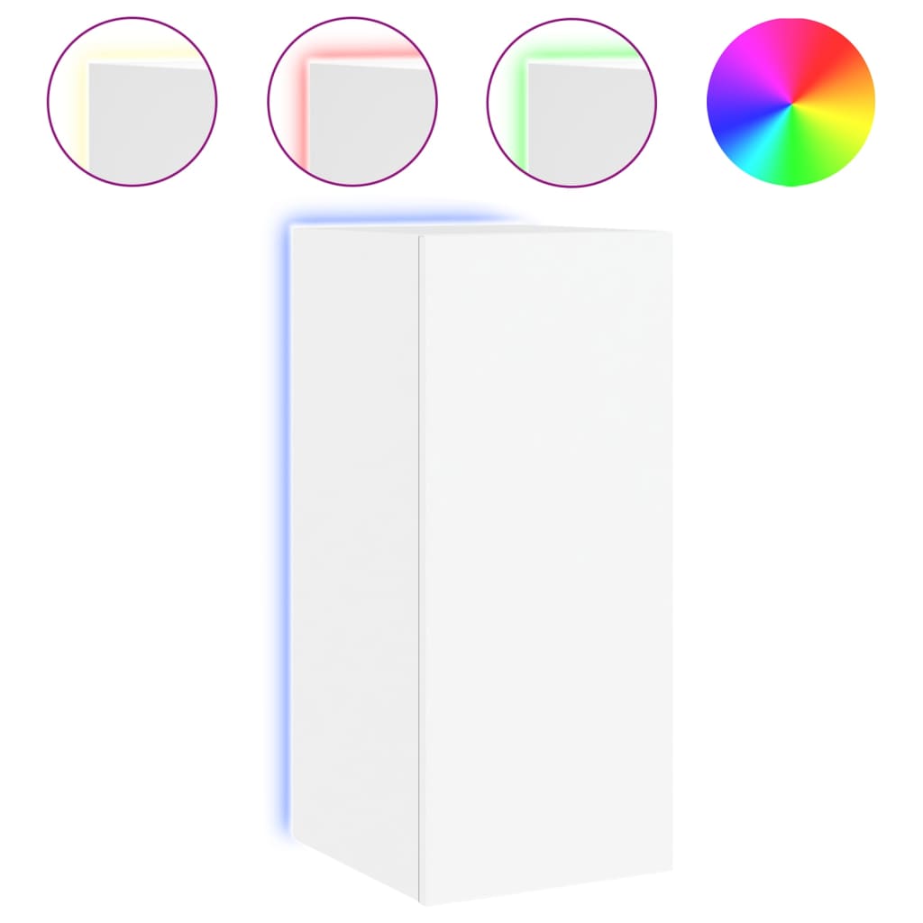 Vegghengt Tv-Benk Med Led Hvit 30,5X35X70 Cm