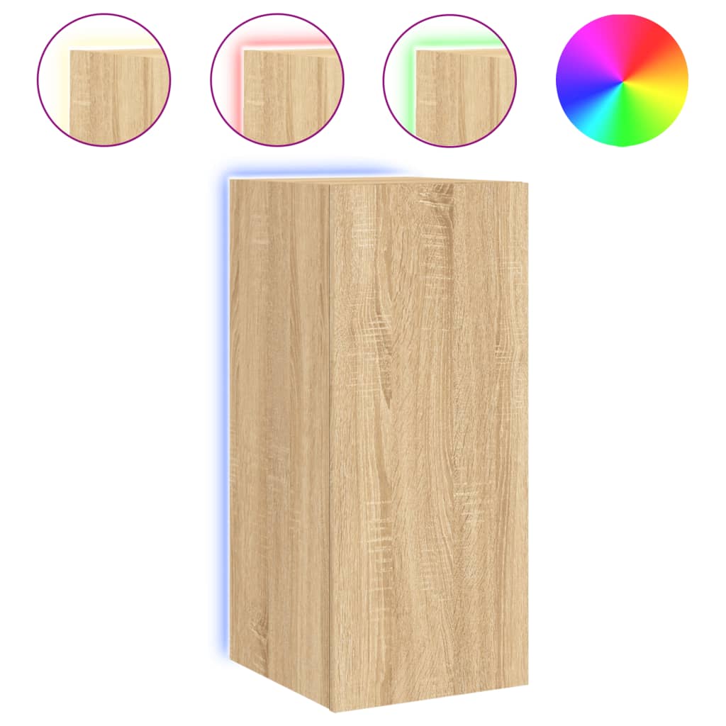 Vegghengt Tv-Benk Med Led Sonoma Eik 30,5X35X70 Cm