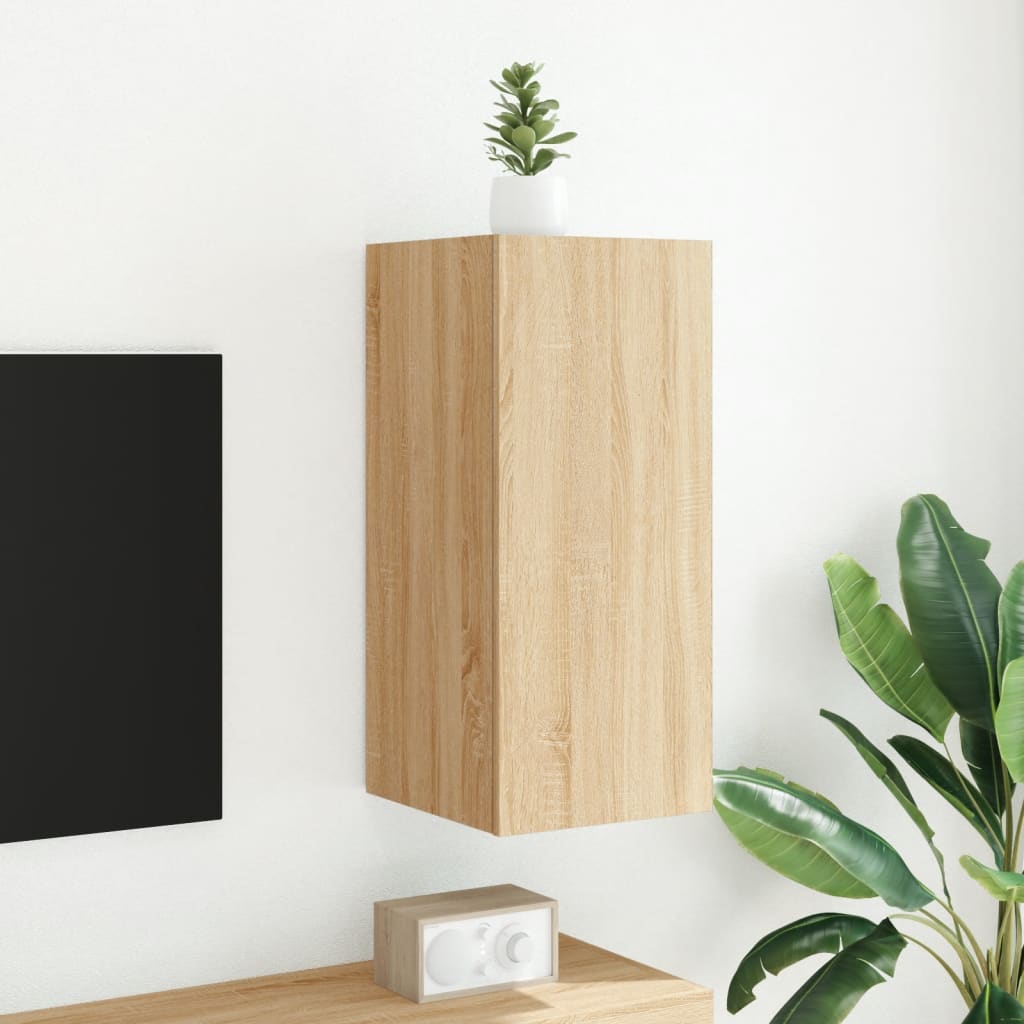 Vegghengt Tv-Benk Med Led Sonoma Eik 30,5X35X70 Cm