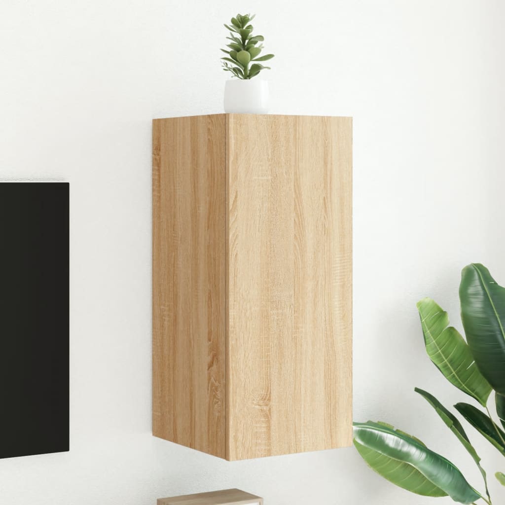 Vegghengt Tv-Benk Med Led Sonoma Eik 30,5X35X70 Cm