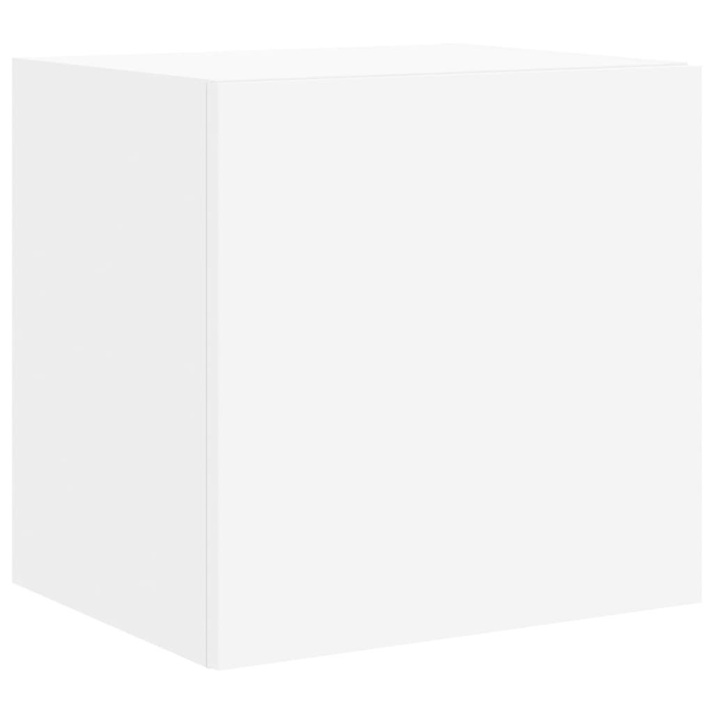 Vegghengt Tv-Benk Med Led Hvit 40,5X35X40 Cm