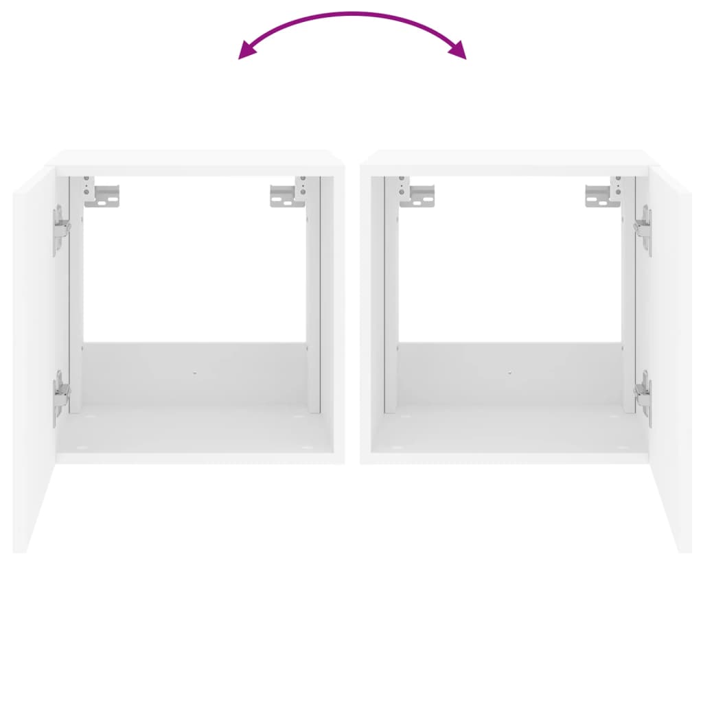 Vegghengt Tv-Benk Med Led Hvit 40,5X35X40 Cm