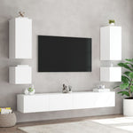 Vegghengt Tv-Benk Med Led Hvit 40,5X35X40 Cm