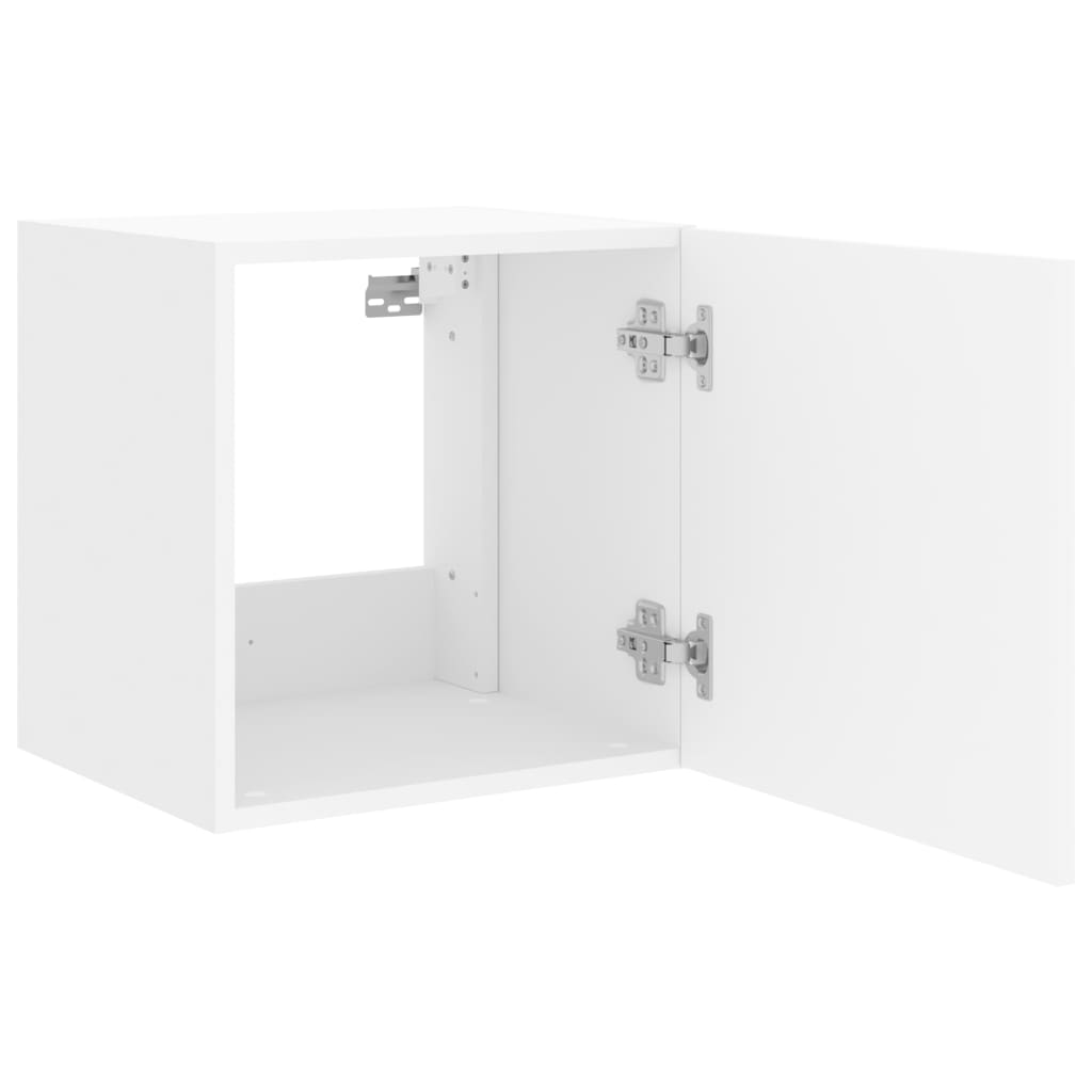 Vegghengt Tv-Benk Med Led Hvit 40,5X35X40 Cm