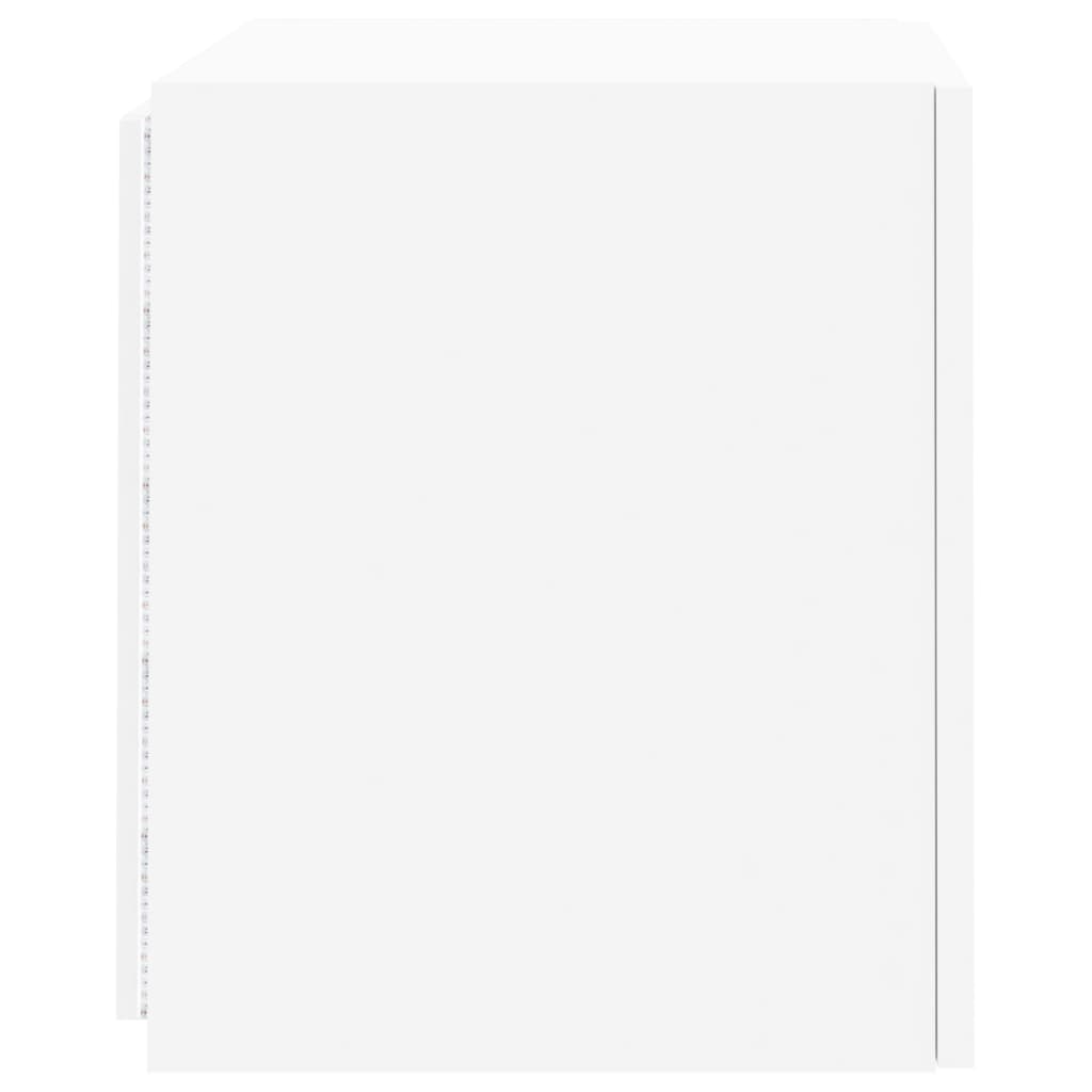 Vegghengt Tv-Benk Med Led Hvit 40,5X35X40 Cm