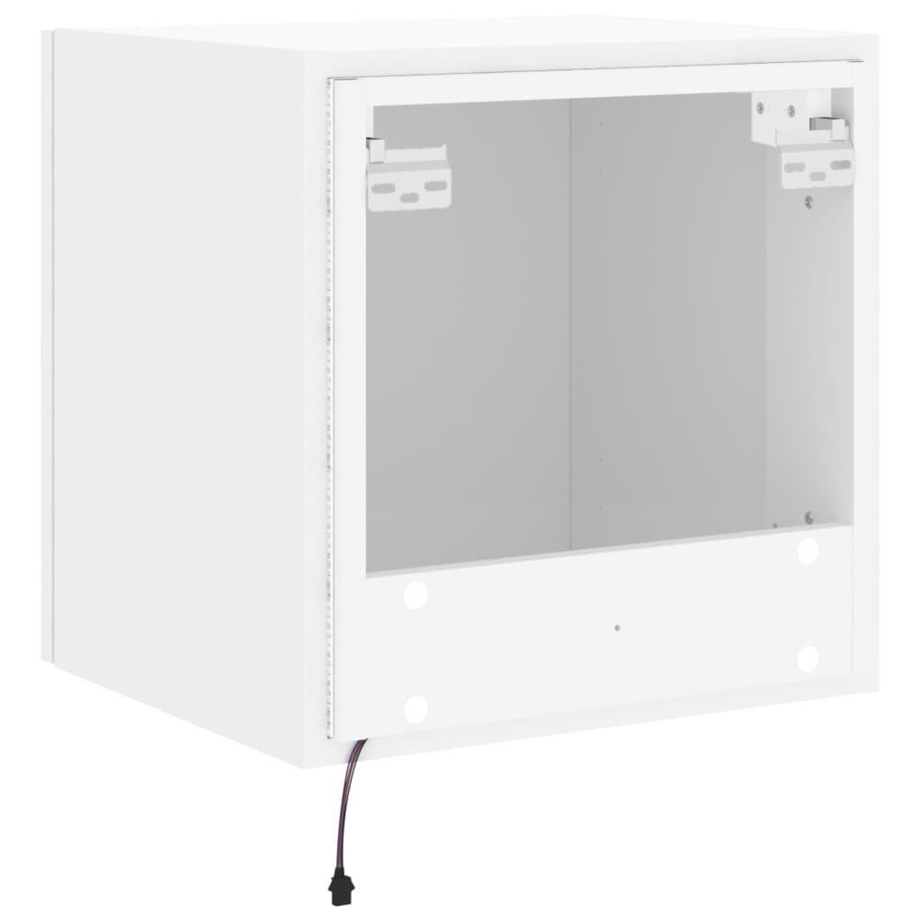 Vegghengt Tv-Benk Med Led Hvit 40,5X35X40 Cm