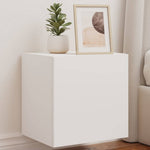 Vegghengt Tv-Benk Med Led Hvit 40,5X35X40 Cm