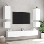 Vegghengte Tv-Benker Med Led 2 Stk Hvit 40,5X35X40 Cm