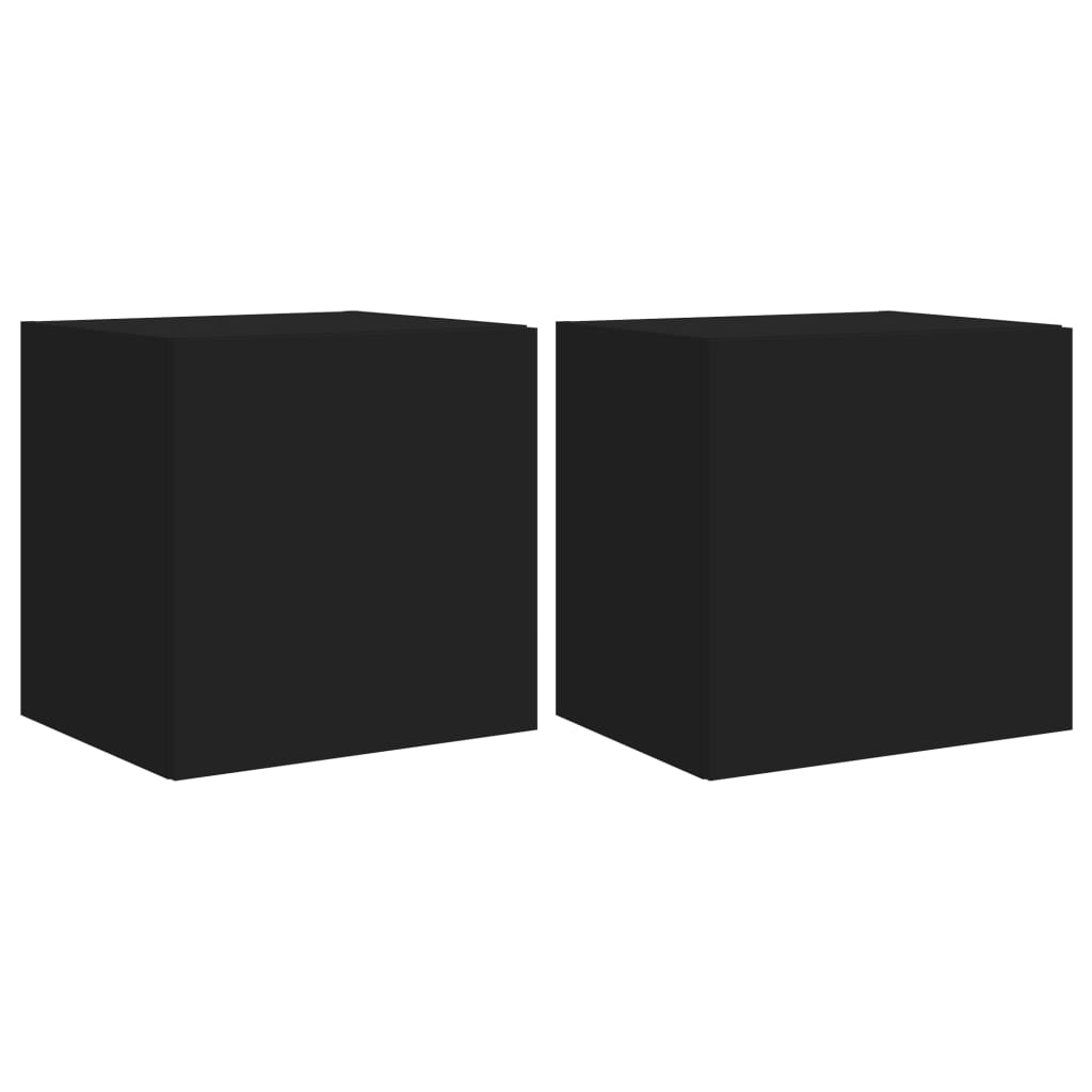 Vegghengte Tv-Benker Med Led 2 Stk Svart 40,5X35X40 Cm