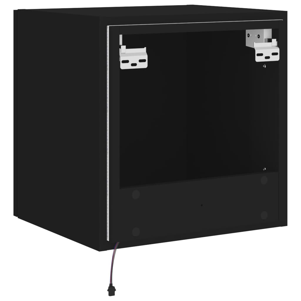 Vegghengte Tv-Benker Med Led 2 Stk Svart 40,5X35X40 Cm