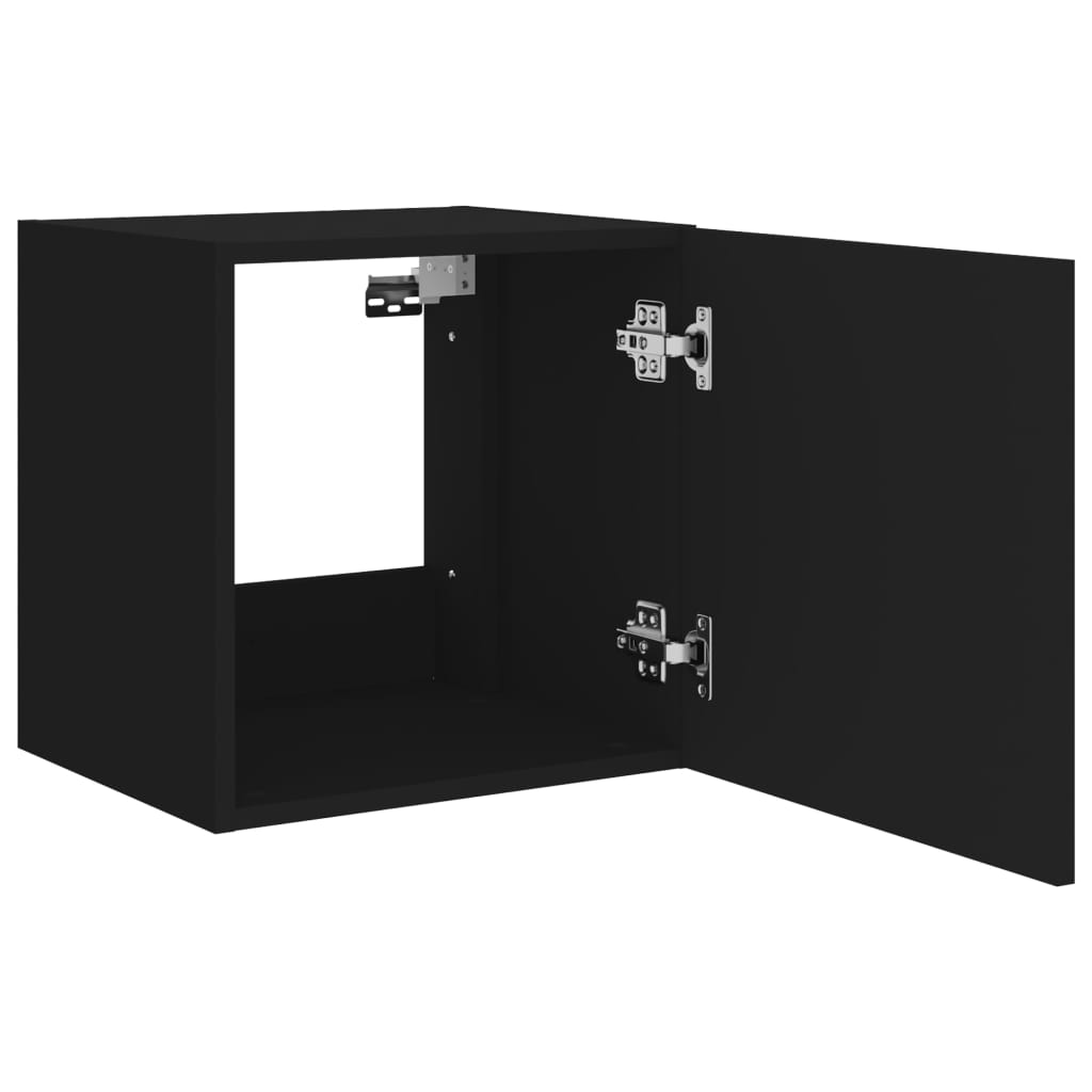 Vegghengte Tv-Benker Med Led 2 Stk Svart 40,5X35X40 Cm